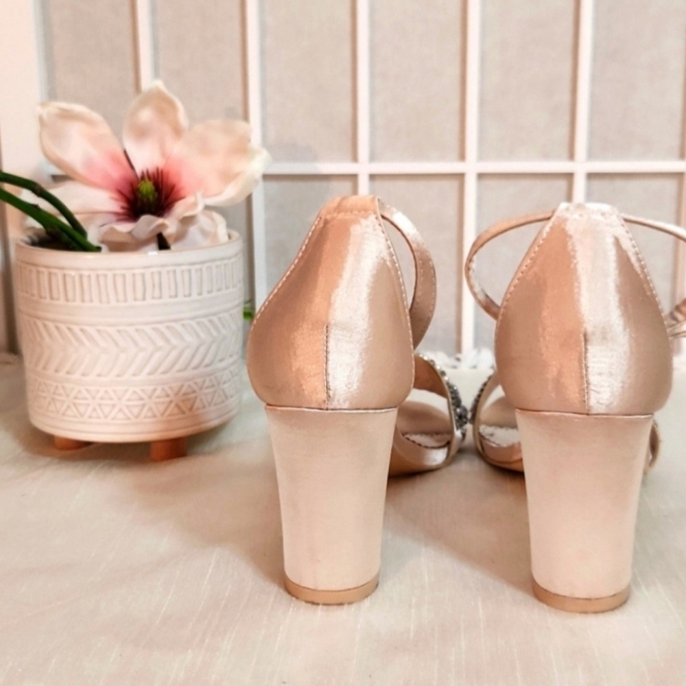 Kate Whitcomb Champagne Wedding Heels Size 8 - Picture 6 of 11